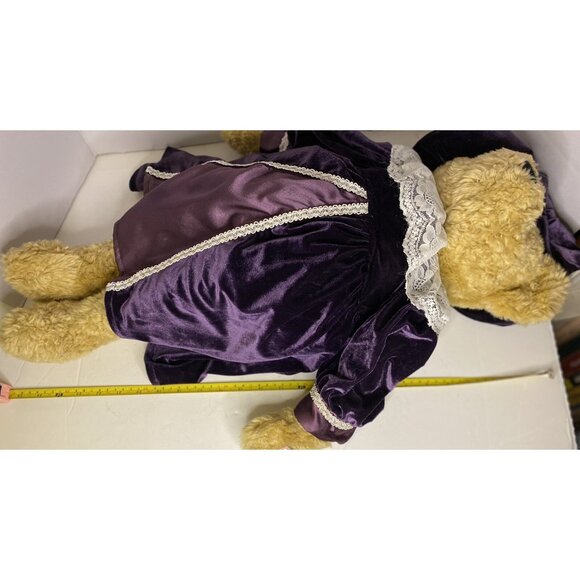 Vtg JC Penney Holiday Collection Victorian 27" Bear Plush Purple Velvet 2002 EUC - Picture 10 of 11